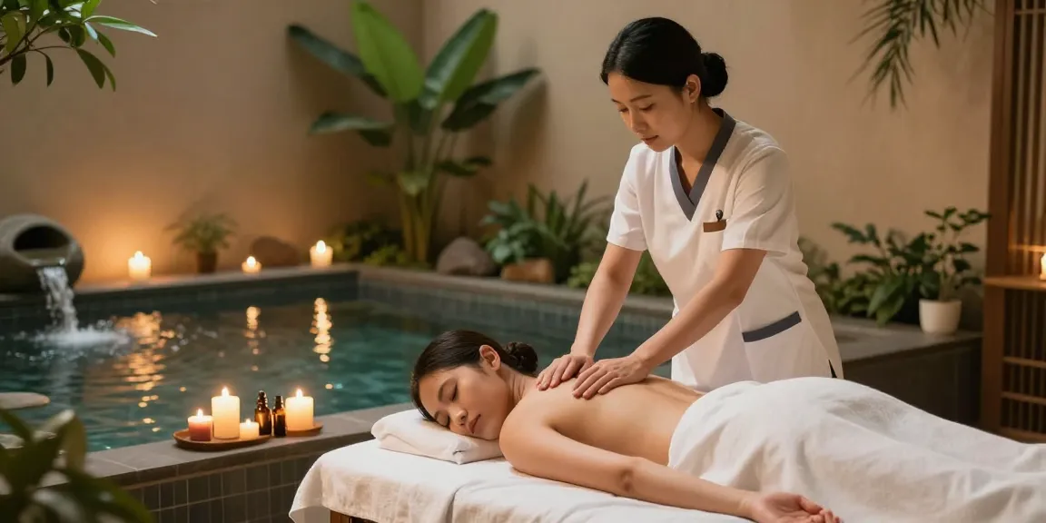일산출장안마 session with wellness expert in a serene spa, showcasing massage techniques in a calming environment.